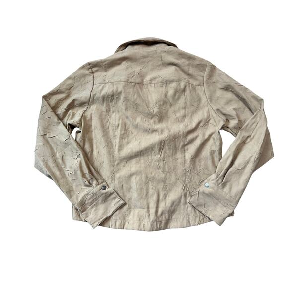 Coldwater Creek Designs Crinkle Tan Zip jacket/blazer; Lightweight; Size Large - Picture 2 of 10
